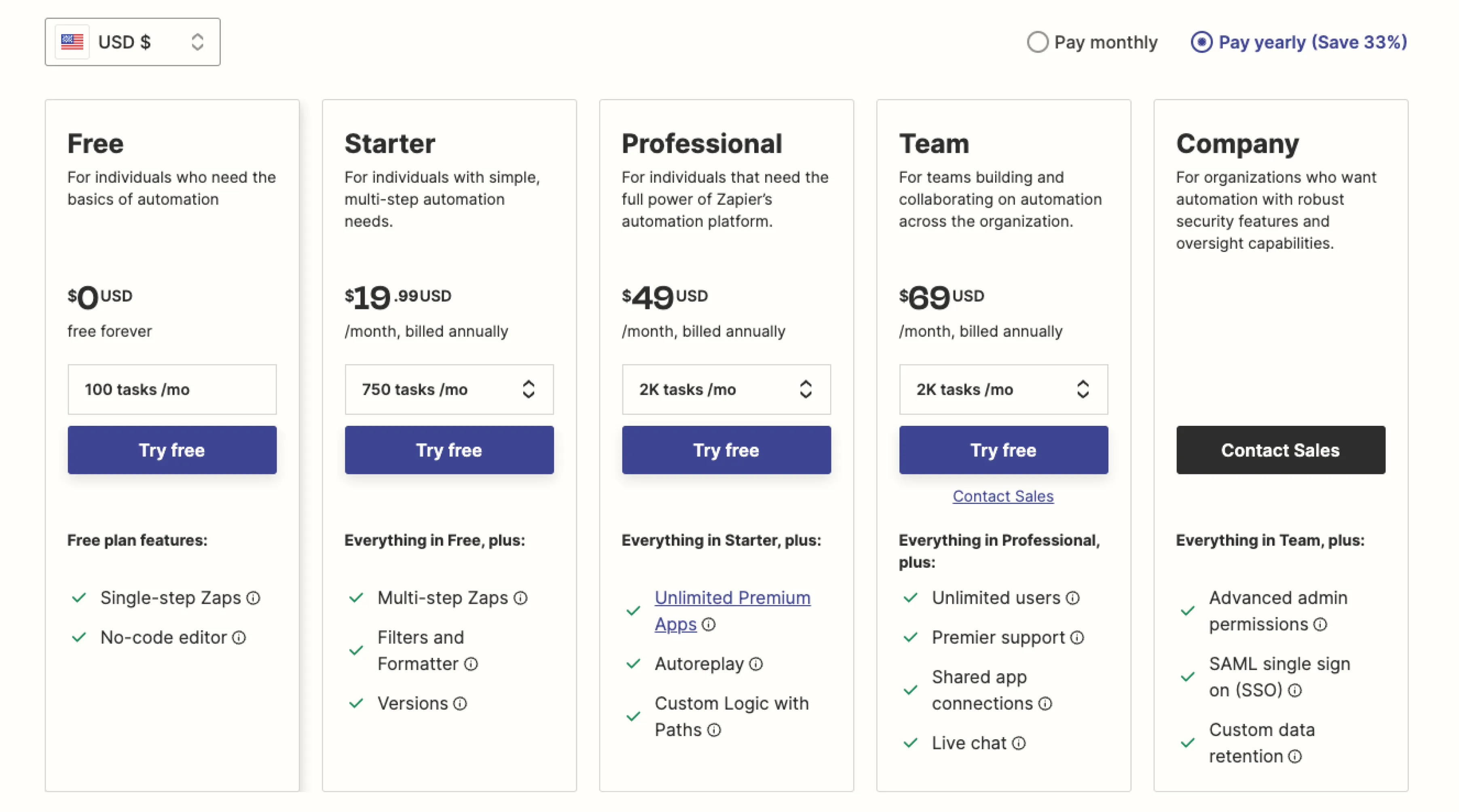 Pricing page